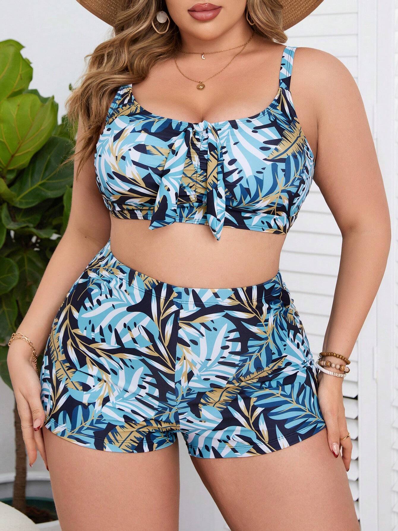 Plus Size Roupa De Banho De Praia Biquíni Plus Size Florini