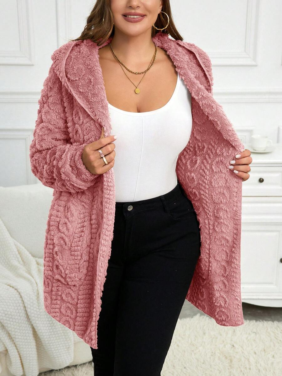 Perfeito para dias frios: casaco com capuz, solto, manga longa e toque macio em flanela estampada.