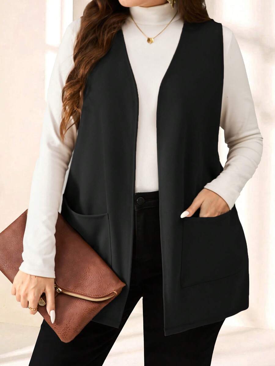 Estilo e praticidade em colete plus size que valoriza suas curvas com leveza.