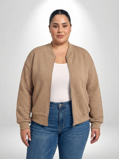 Jaqueta Bomber Plus Size Bege