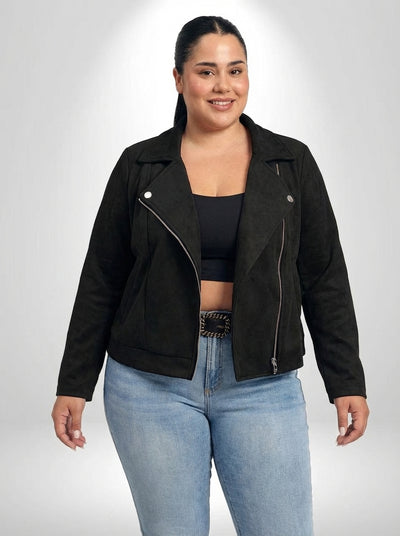 Jaqueta de Motociclista Plus Size Elegante