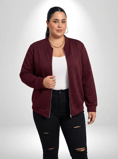 Jaqueta Plus Size Casual Texturizada