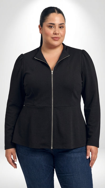 Jaqueta Plus Size Manga Longa Preta