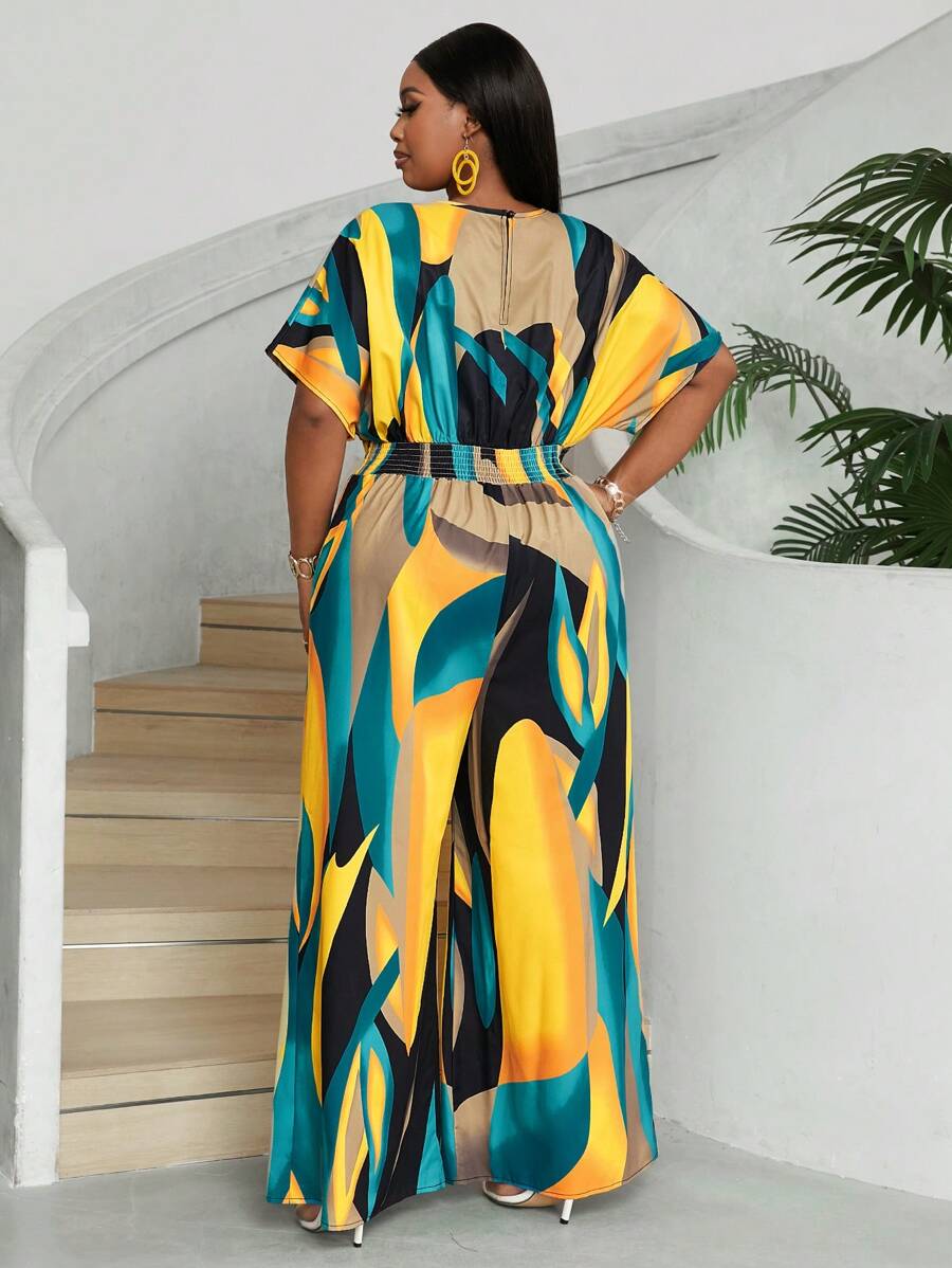 Valorize suas curvas com o macacão plus size longo, perna larga e modelagem confortável. Perfeito para eventos e dia a dia.