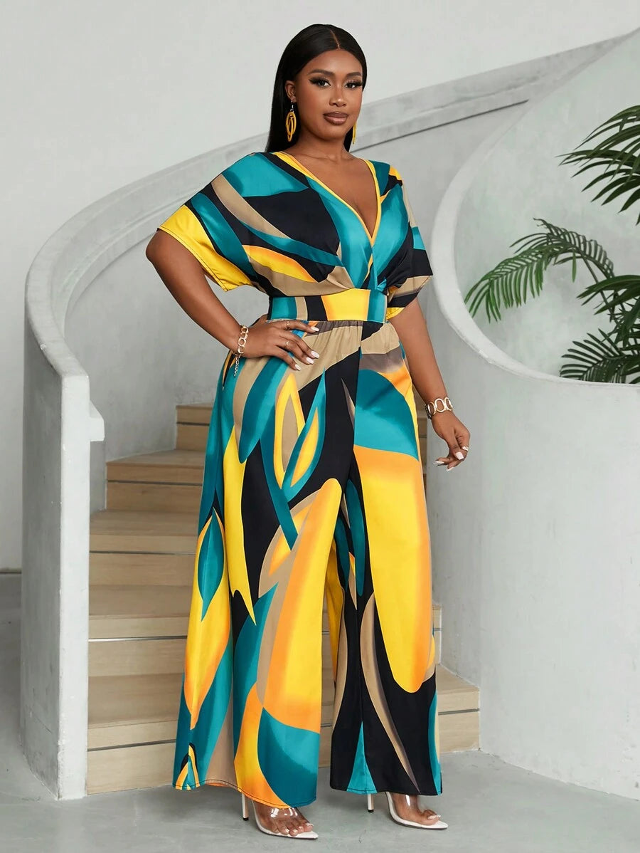 Tenha estilo e conforto com o macacão plus size longo. Gola V profunda, cintura alta e caimento que valoriza sua silhueta.