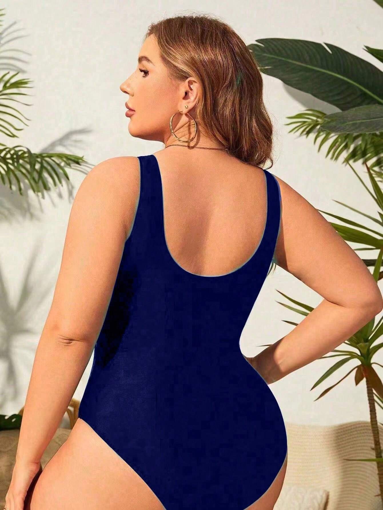Maiô plus size com decote U, costas nuas e alta elasticidade. Conforto, sustentação e estilo para valorizar sua silhueta. Frete Grátis Somente Hoje.

