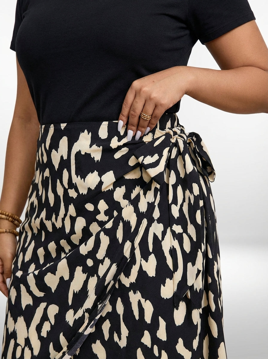 Saia plus size Ounce para primavera e outono com ajuste regular, tecido sem elasticidade e design moderno